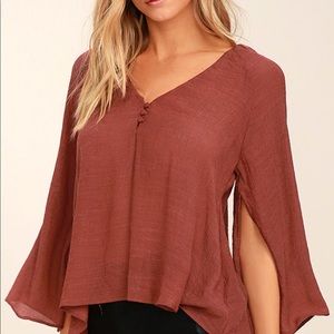 Lulus Breezy Rust Red Top